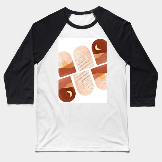 Boho terracotta day and night 2 Baseball T-Shirt by WhalesWay